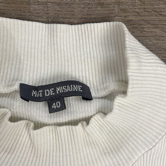 Mat De Misaine Couture White Mock Neck Long Sleeve Shirt Size 40 or M - Picture 3 of 5
